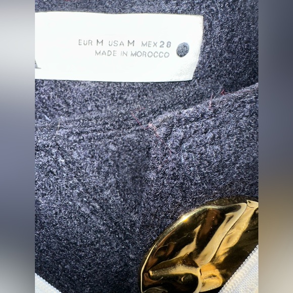 💙 ZARA NWOT Women's Navy Poncho Cape Coat with Large Golden Buttons - Picture 9 of 9